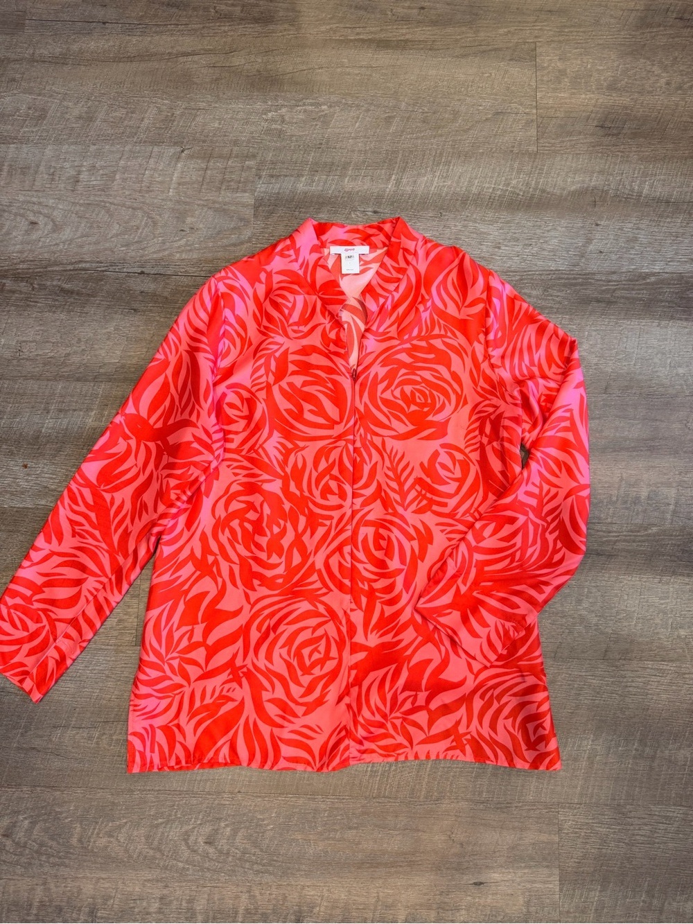 Leggiadro 100% Silk Abstract Floral Tunic Blouse Cover Up Pink Resort Wear Sz 12 - Picture 3 of 8